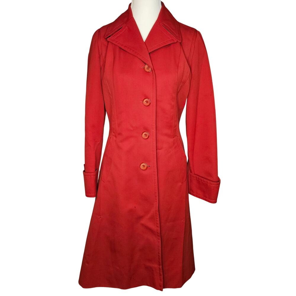 Vintage Red Ladies Rain Coat by Outer Banks Jerold 45" Length 38" Bust H15